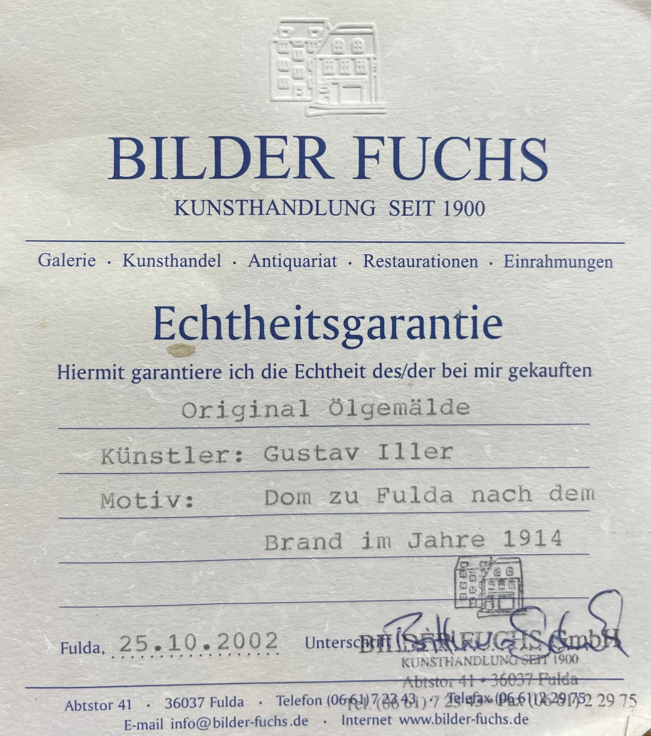 Gustav Iller | Dom zu Fulda nach dem Brand im Jahre 1914 – Bild 6